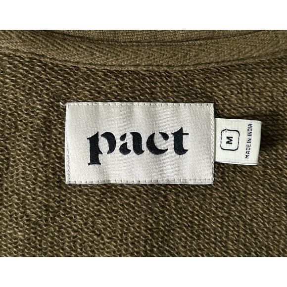 Pact Women’s Size Medium Olive Green 100% Organic Cotton Sweatshirt Cardigan - Picture 6 of 7
